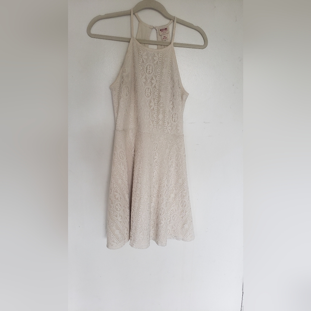 CREAM WHITE MINI DRESS HALTER TOP